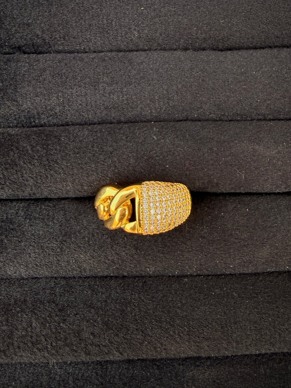 Gold CZ Chain Dome Ring