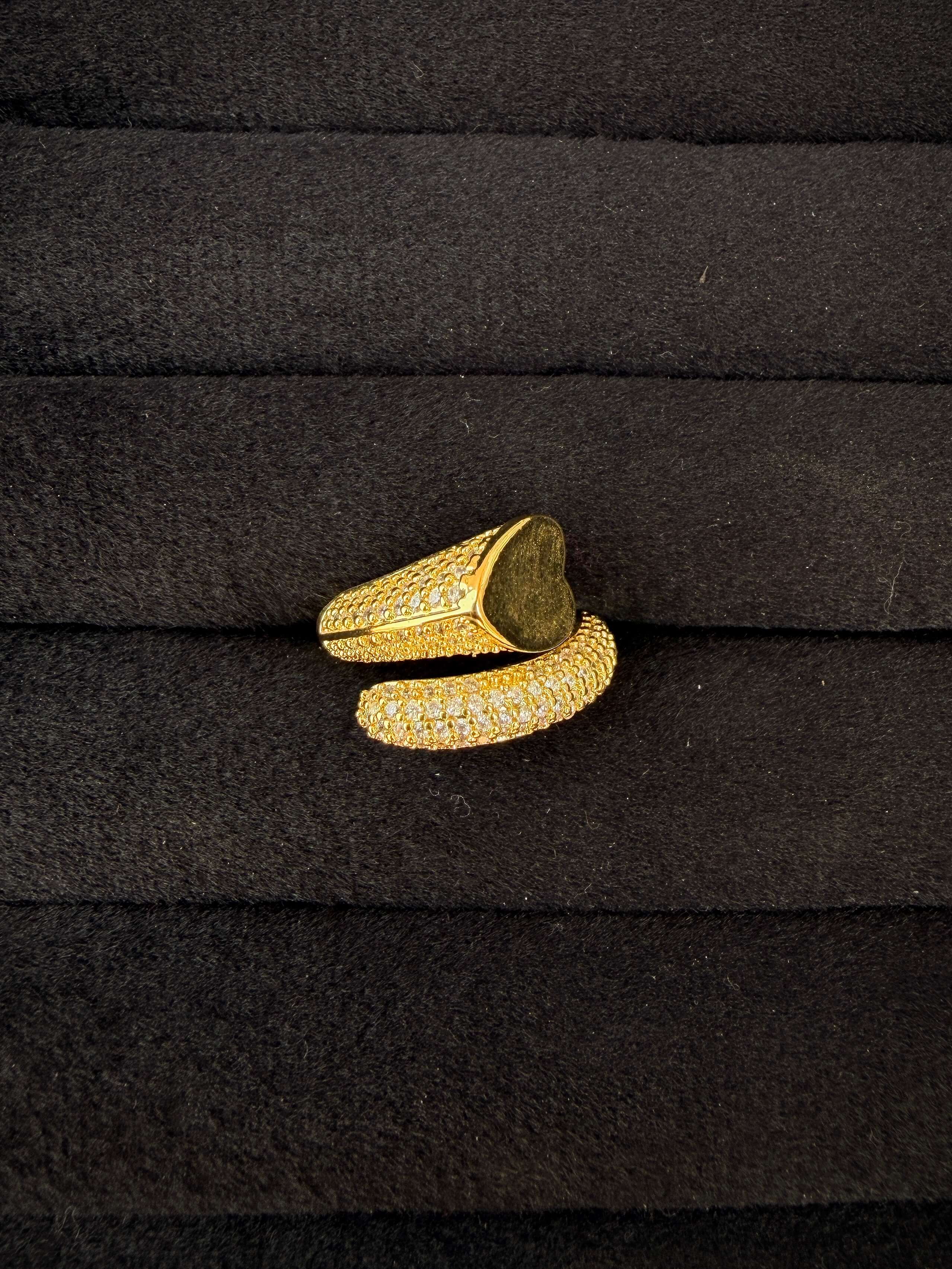 Gold Heart Crystal Ring