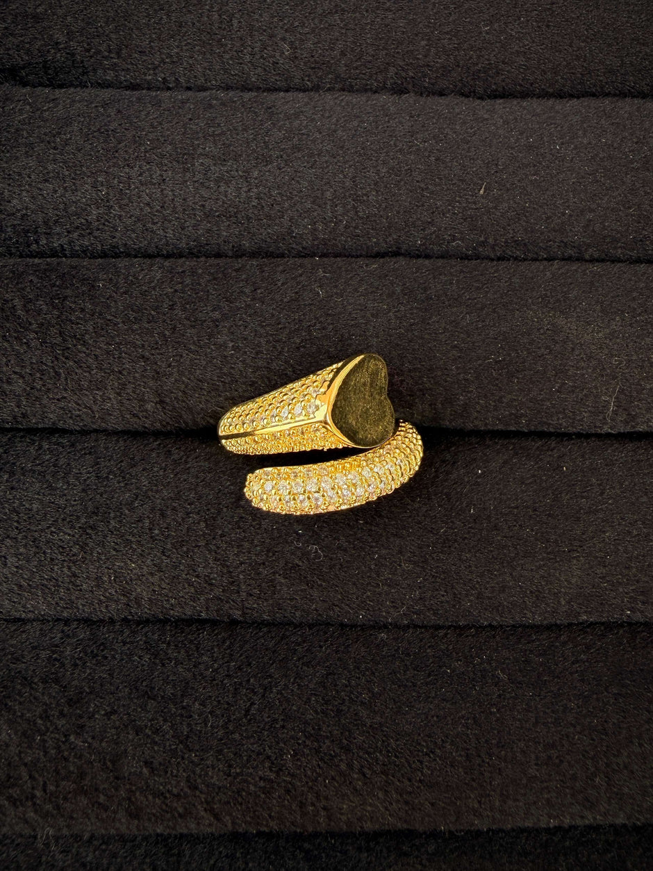 Gold Heart Crystal Ring