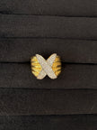 Gold CZ X‑Band Statement Ring