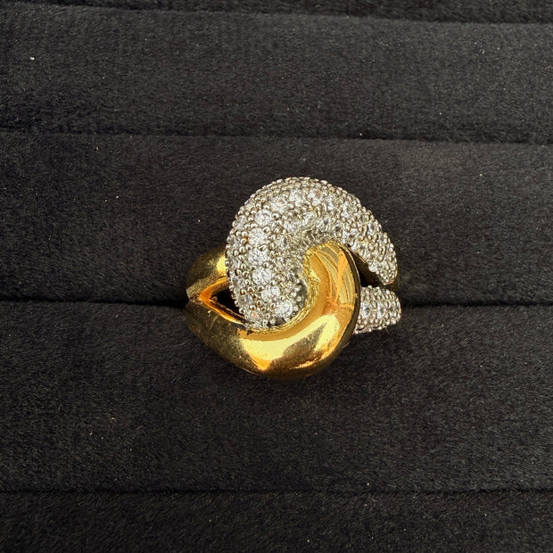 Gold CZ Knot Crystal Ring