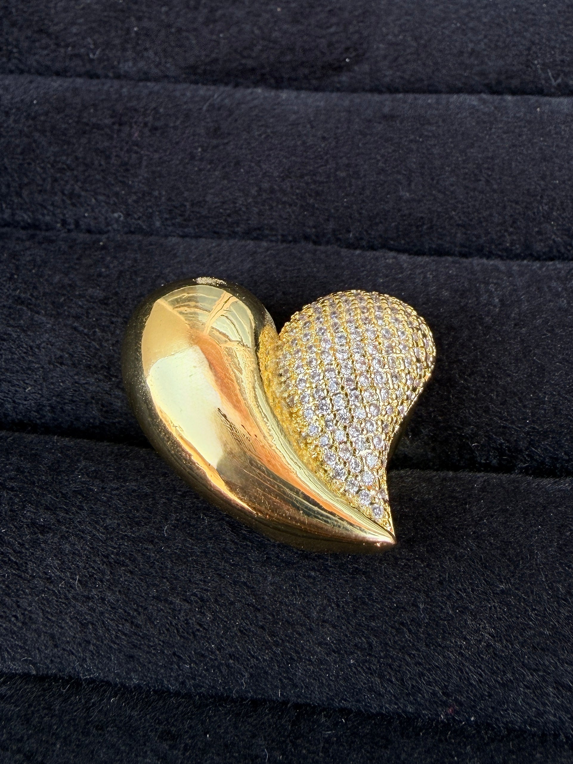 Gold CZ Heart Designer Ring