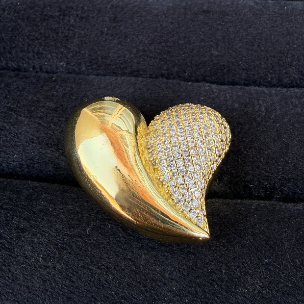 Gold CZ Heart Designer Ring