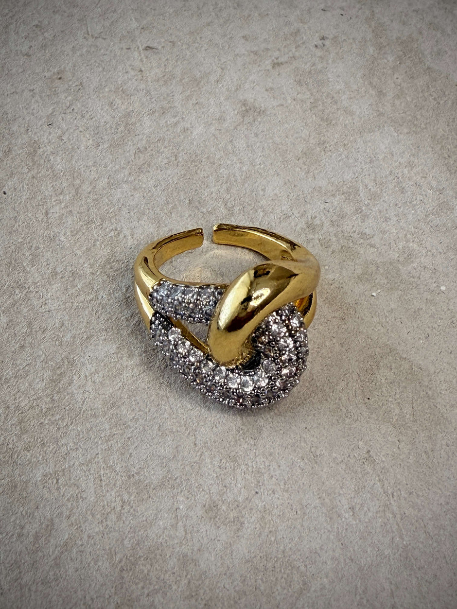 Gold CZ Knot Crystal Ring