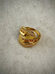 Gold CZ Cut‑Out Dome Ring