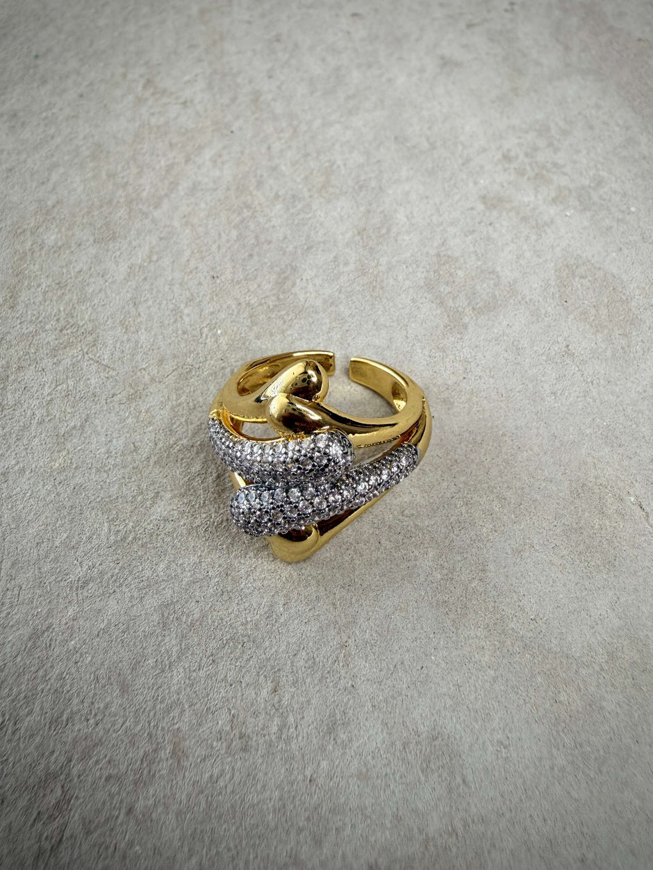 Gold Pave Swirl Fashion Ring