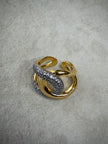 Gold CZ Loop Swirl Ring
