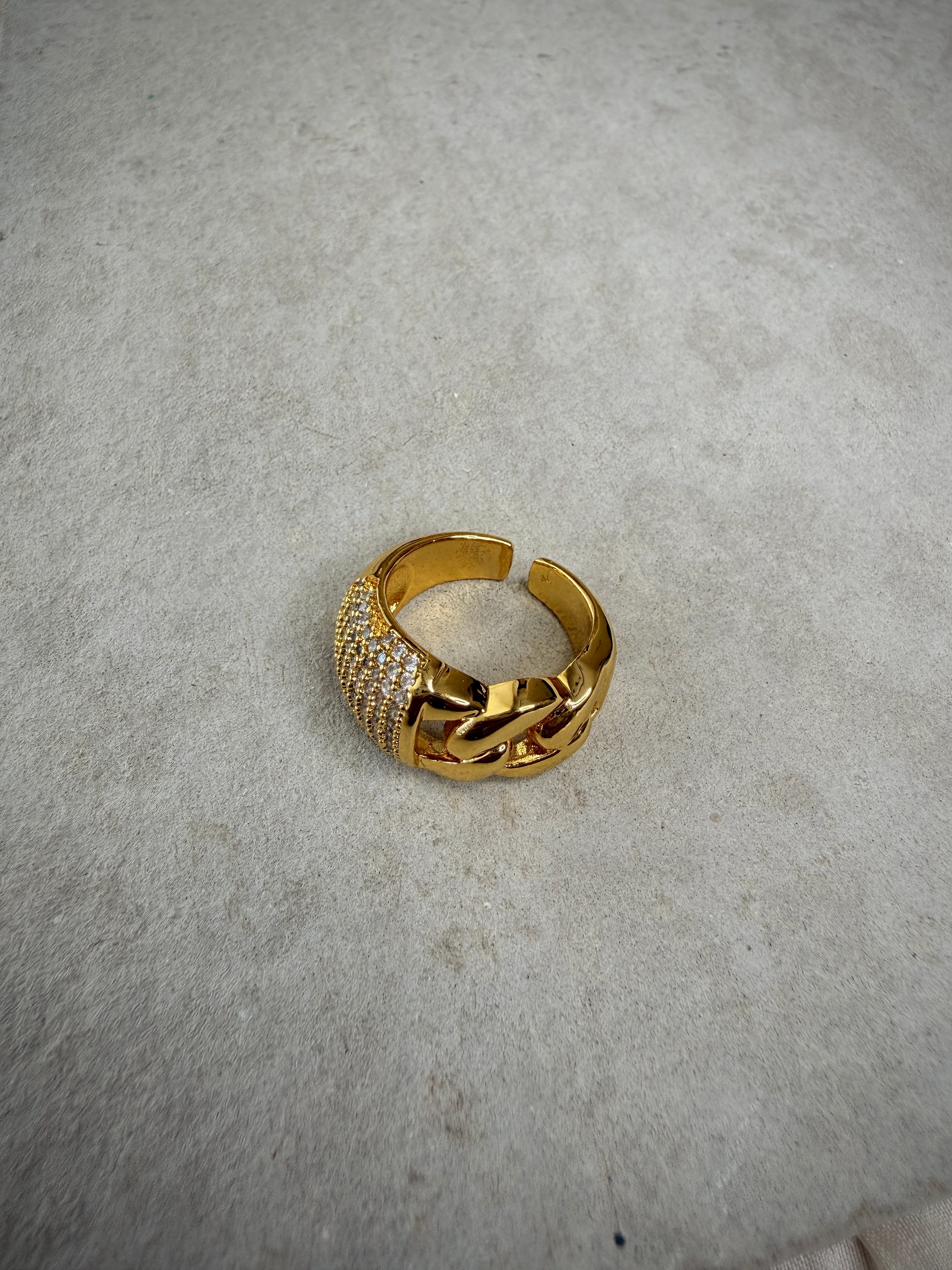 Gold CZ Chain Dome Ring