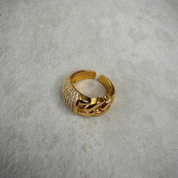 Gold CZ Chain Dome Ring