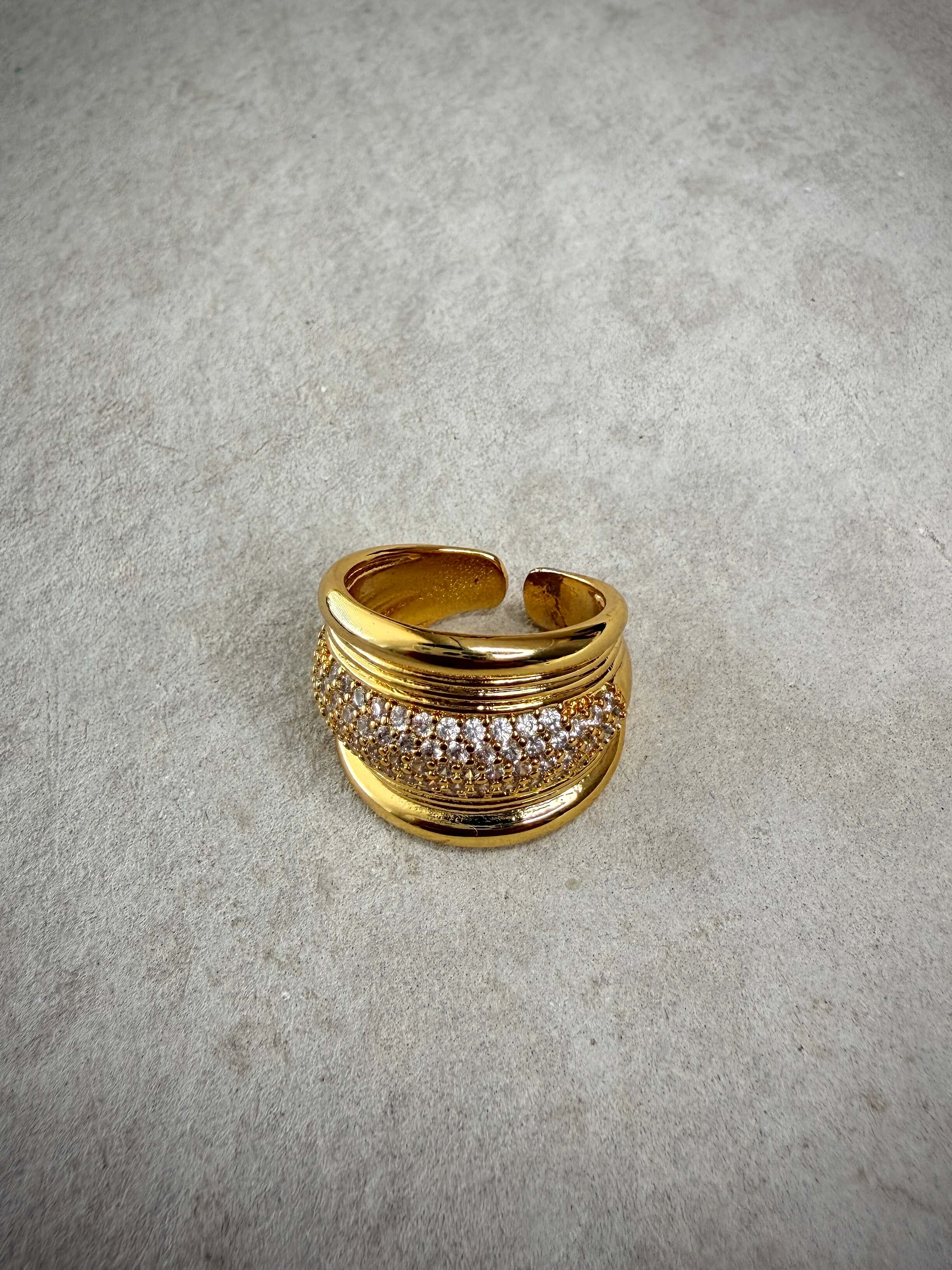 Gold Dome Crystal Cocktail Ring