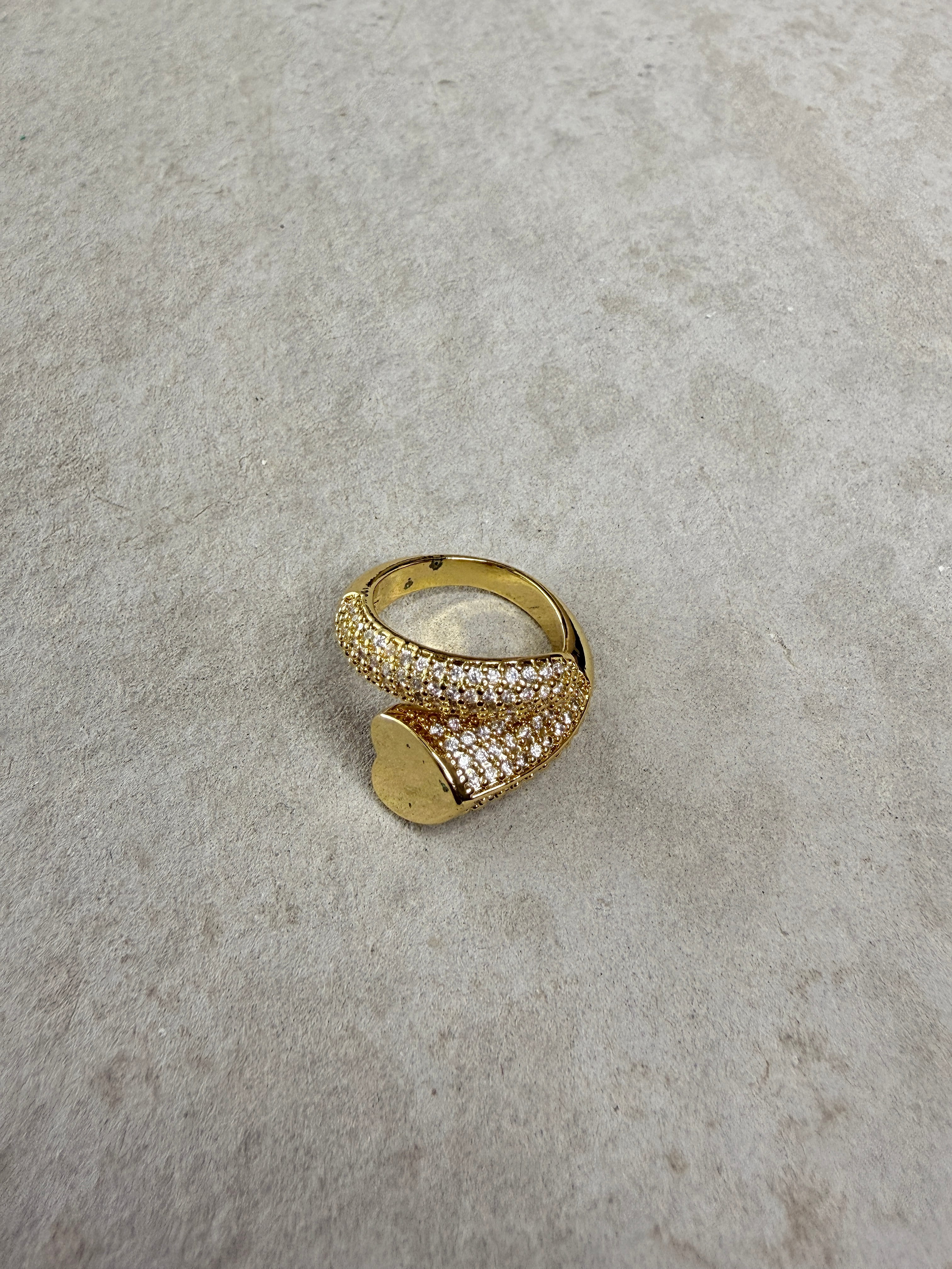 Gold Heart Crystal Ring
