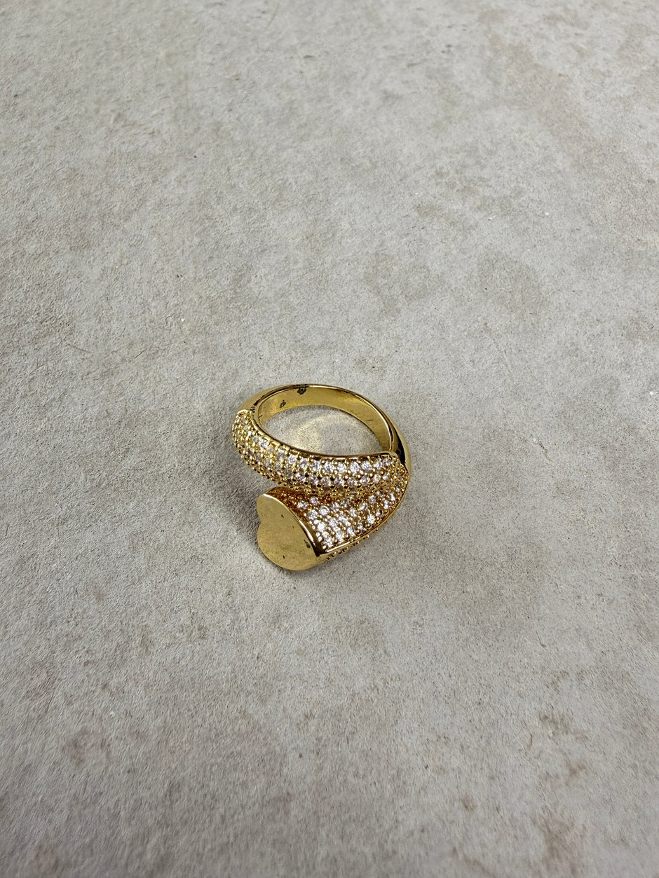 Gold Heart Crystal Ring