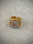 Gold CZ Interlock Crystal Ring