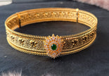 Antique Green Stone Adjustable Kid's Waist Belt / Vaddanam