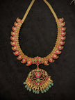 Jadau Ruby Mango Long Haram Necklace