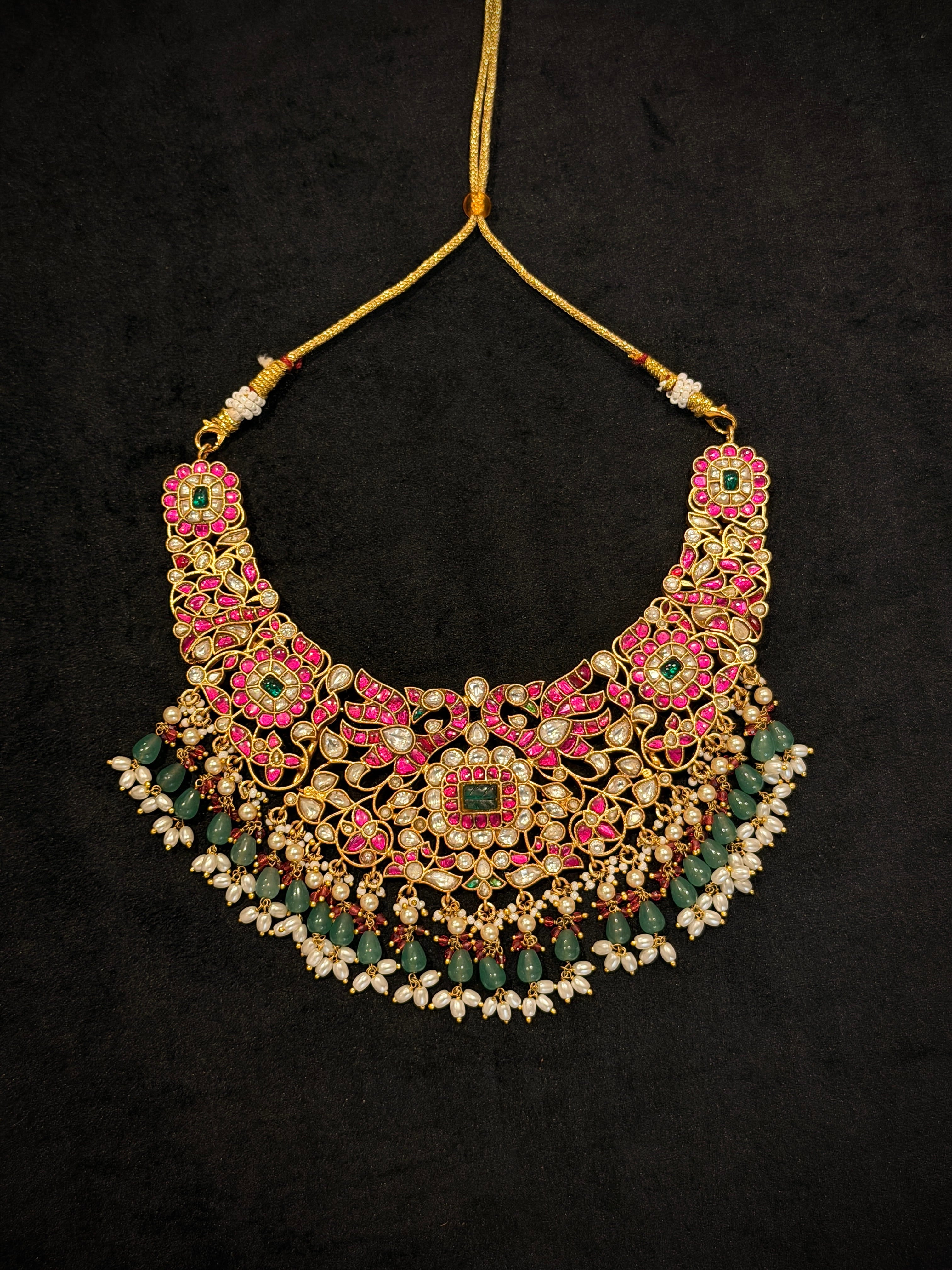 Grand Jadau Ruby‑Green Choker Necklace