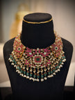 Grand Jadau Ruby‑Green Choker Necklace