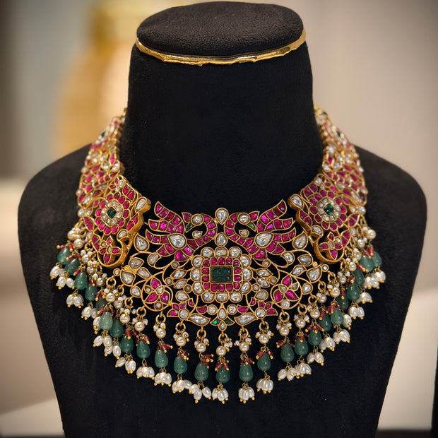 Grand Jadau Ruby‑Green Choker Necklace