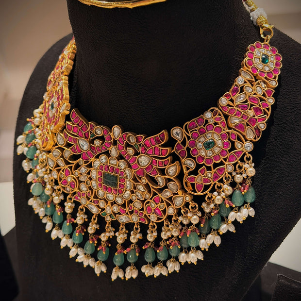 Grand Jadau Ruby‑Green Choker Necklace
