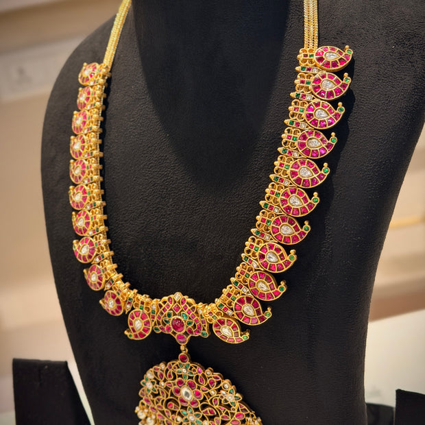 Jadau Ruby Mango Long Haram Necklace
