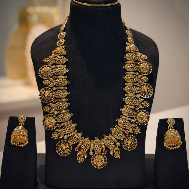 Antique Temple Nakshi Lakshmi Long Necklace Set