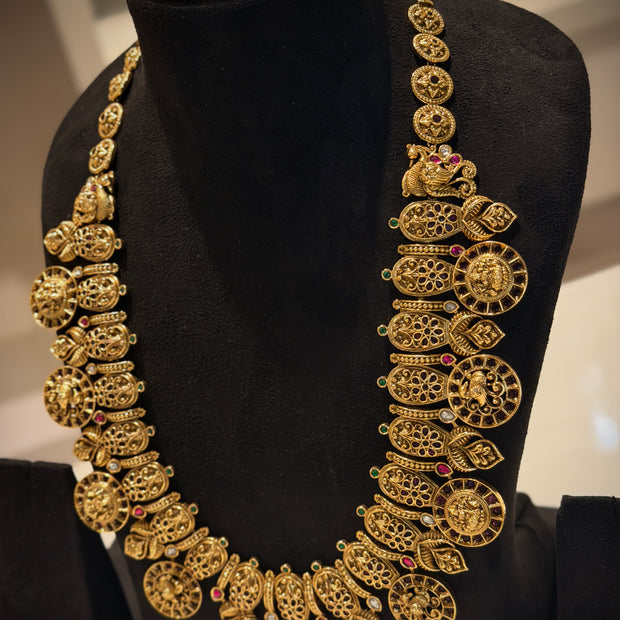 Antique Temple Nakshi Lakshmi Long Necklace Set