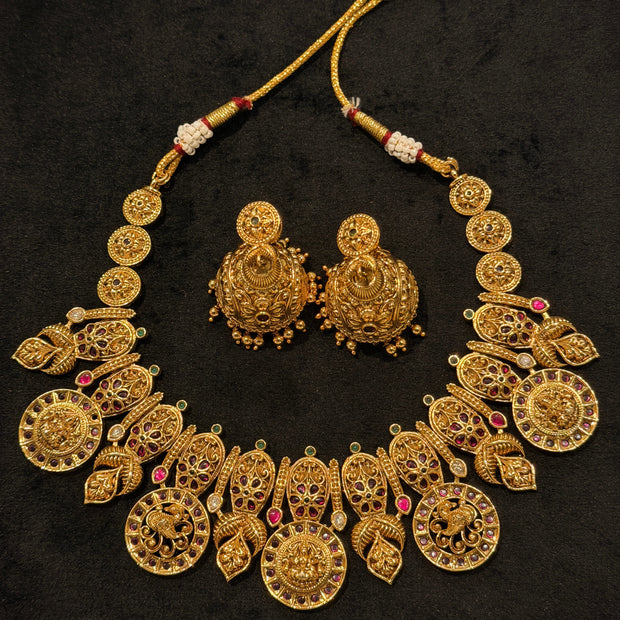Antique Temple Nakshi Lakshmi Choker Necklace Set