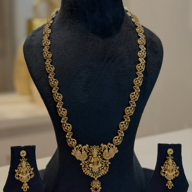 Premium Lakshmi Temple Long Necklace Set