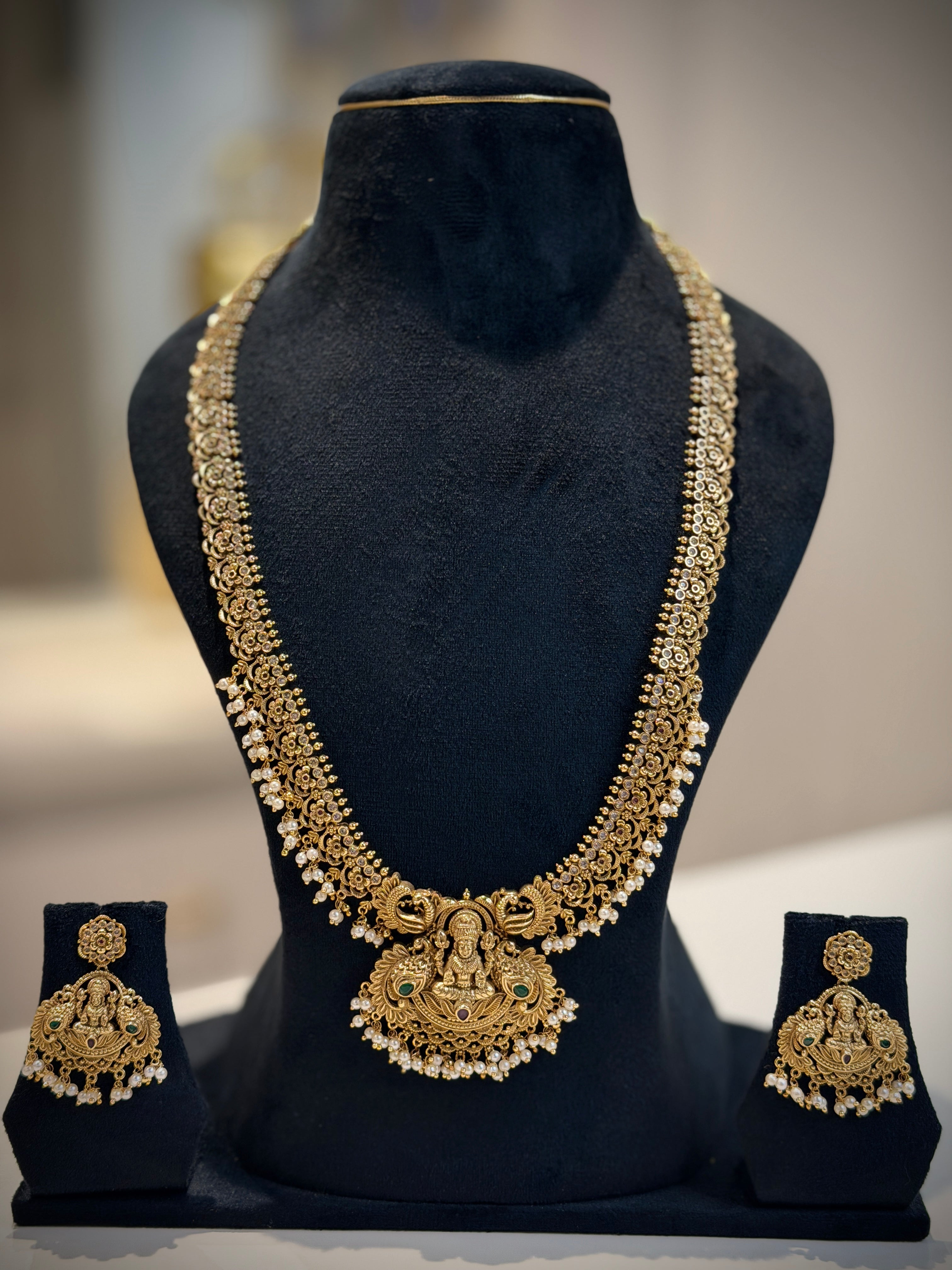 Elegant Lakshmi Floral Long Necklace Set