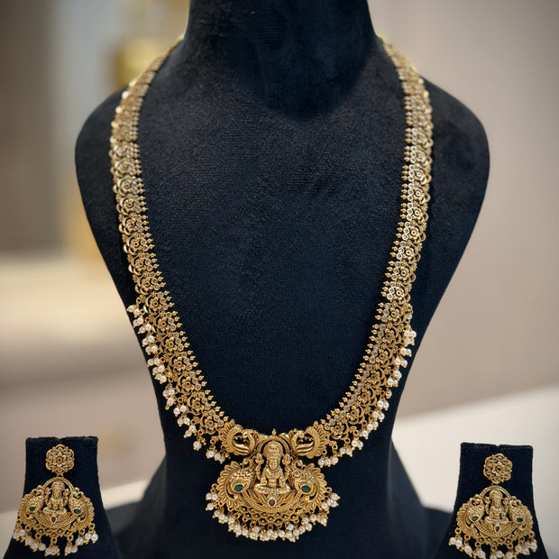 Elegant Lakshmi Floral Long Necklace Set