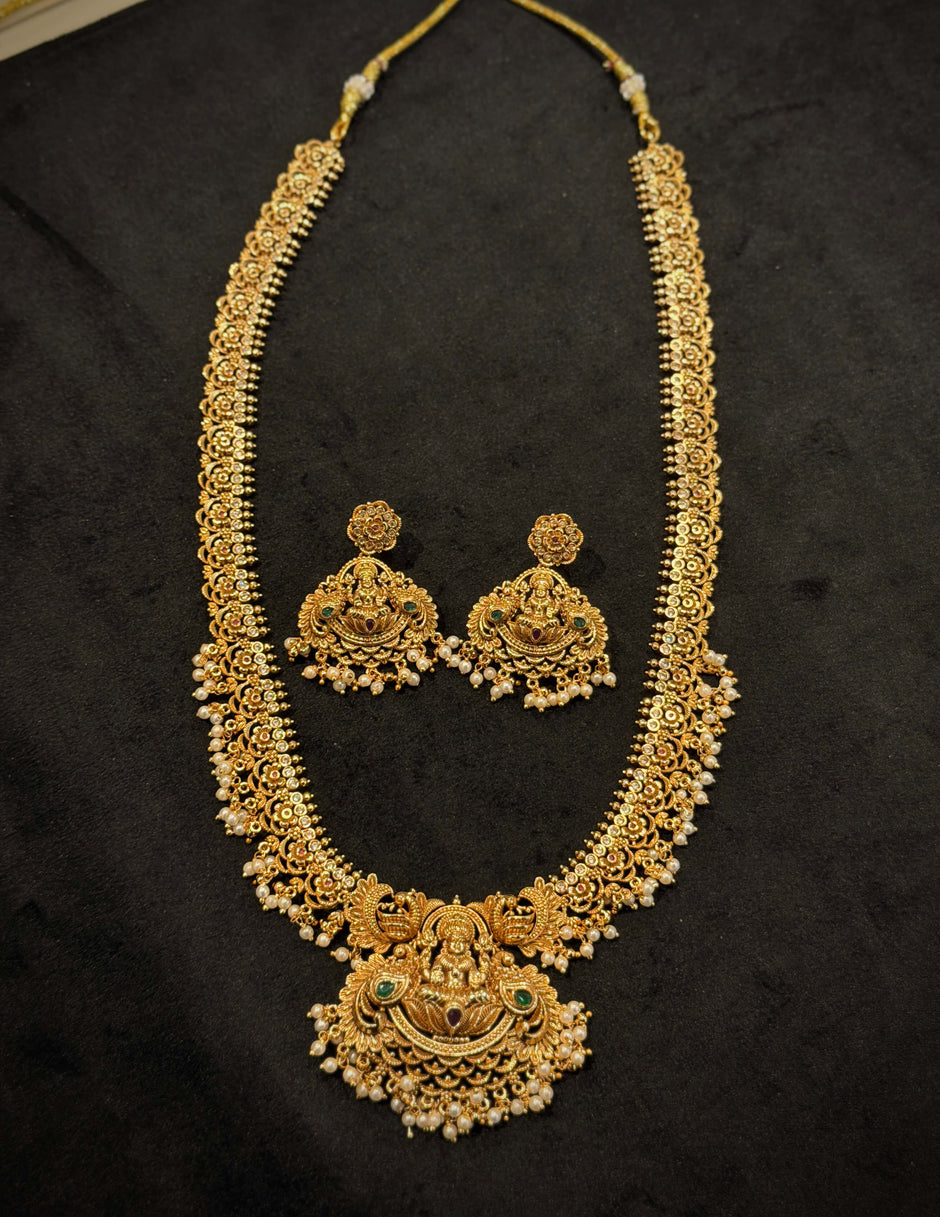 Elegant Lakshmi Floral Long Necklace Set