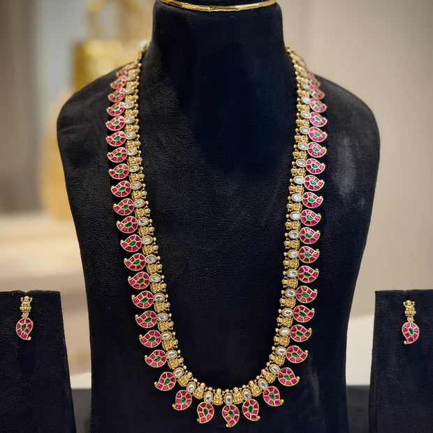 Jadau Mango Lakshmi Long Necklace Set