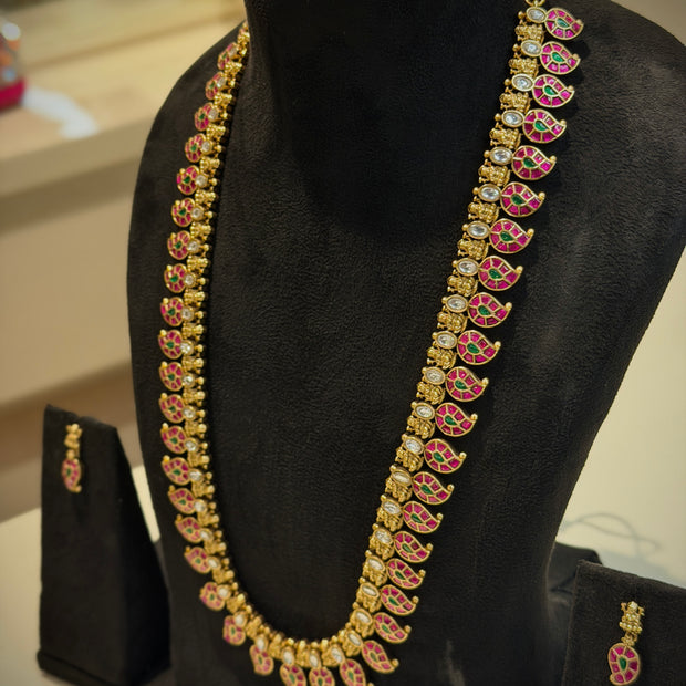 Jadau Mango Lakshmi Long Necklace Set