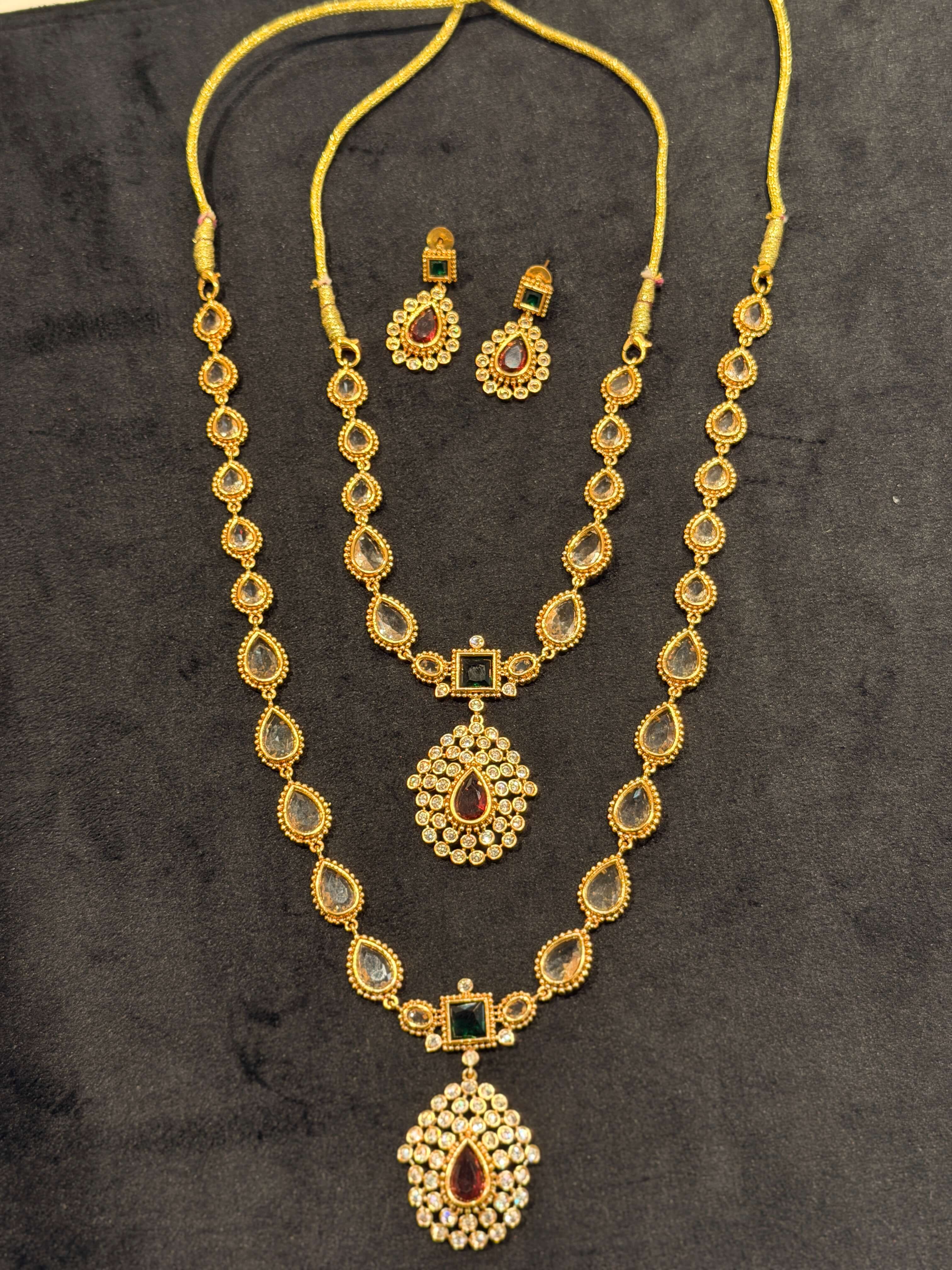 Ruby & Emerald Stone Necklace Set