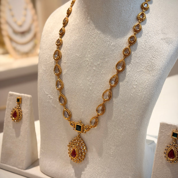 Ruby & Emerald Stone Necklace Set