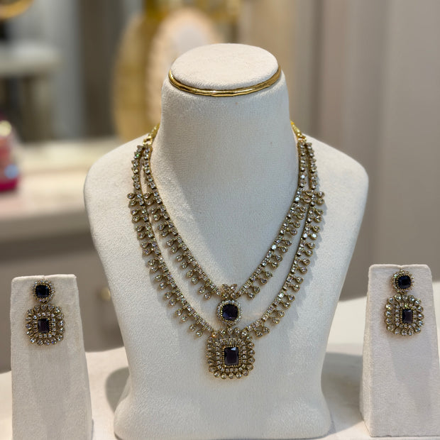 Double-Layer AD Stone Necklace Set