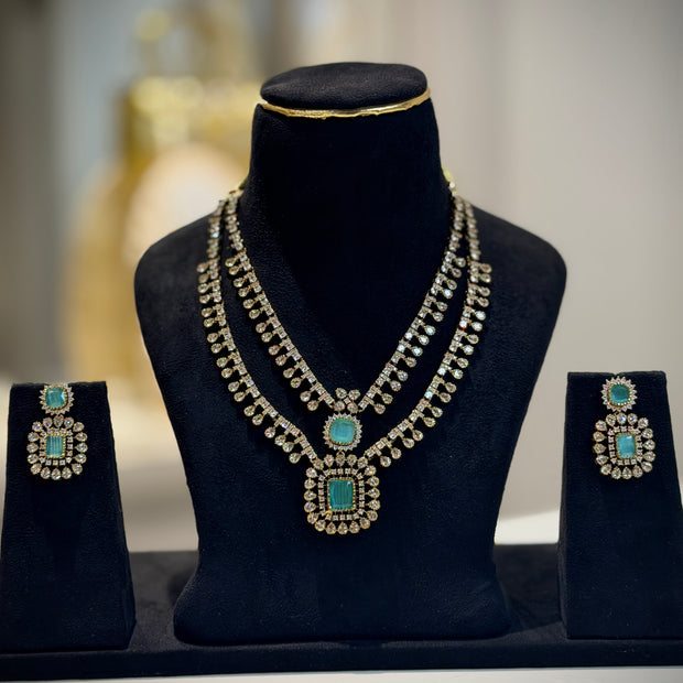 Double-Layer AD Stone Necklace Set