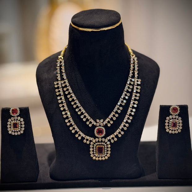 Double-Layer AD Stone Necklace Set