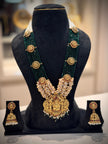 Lakshmi Pendant Emerald/Ruby/Pearl Necklace Set