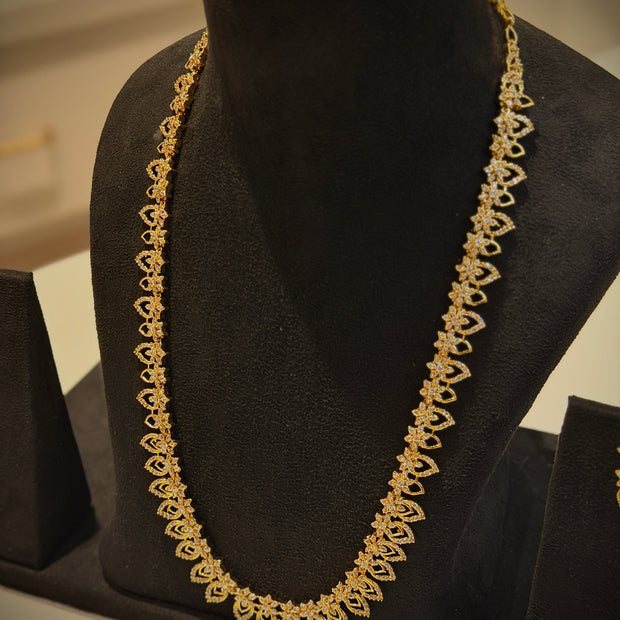 AD Floral Mango Long Necklace Set