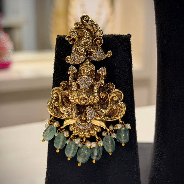 Lakshmi Temple Pendant Long Chain Set
