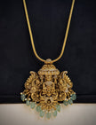 Lakshmi Temple Pendant Long Chain Set