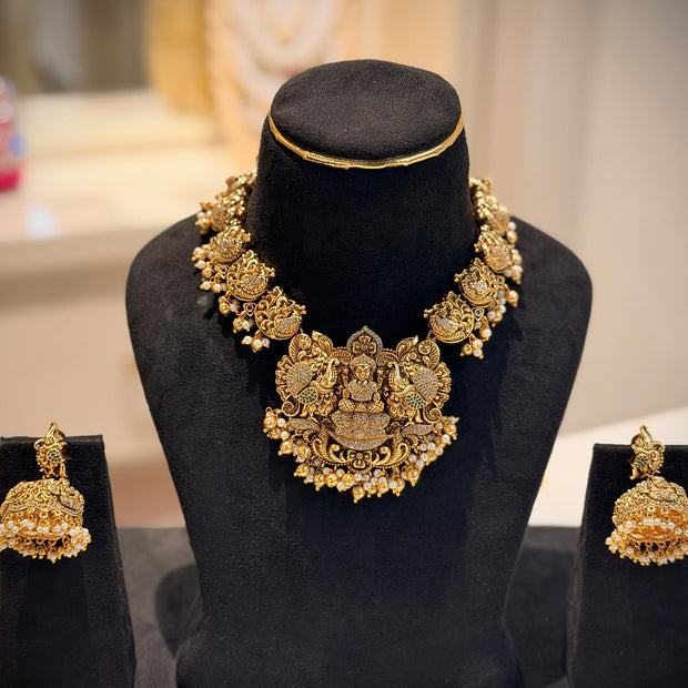 Nakshi Lakshmi Peacock Choker Necklace Set
