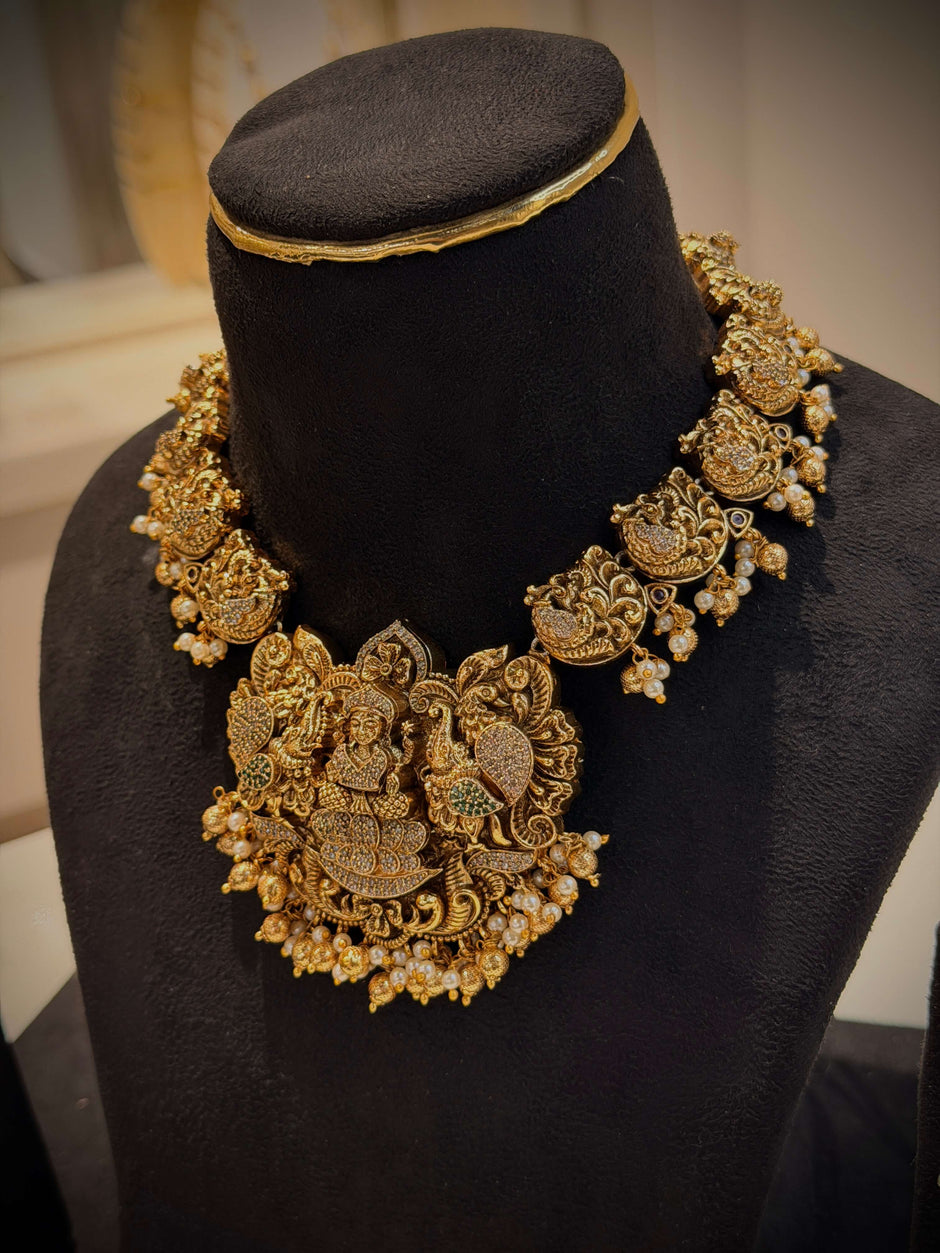Nakshi Lakshmi Peacock Choker Necklace Set