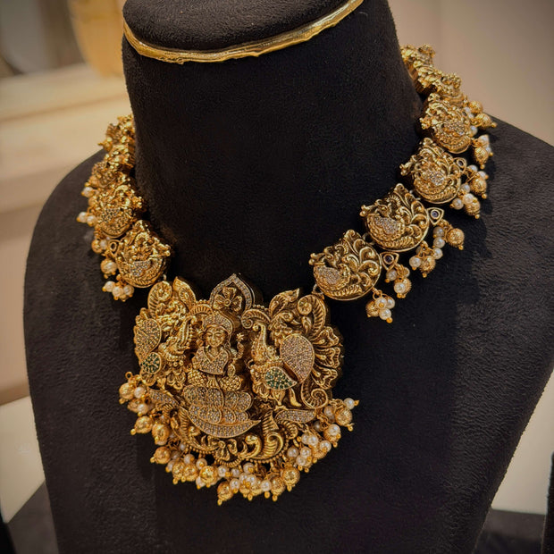 Nakshi Lakshmi Peacock Choker Necklace Set
