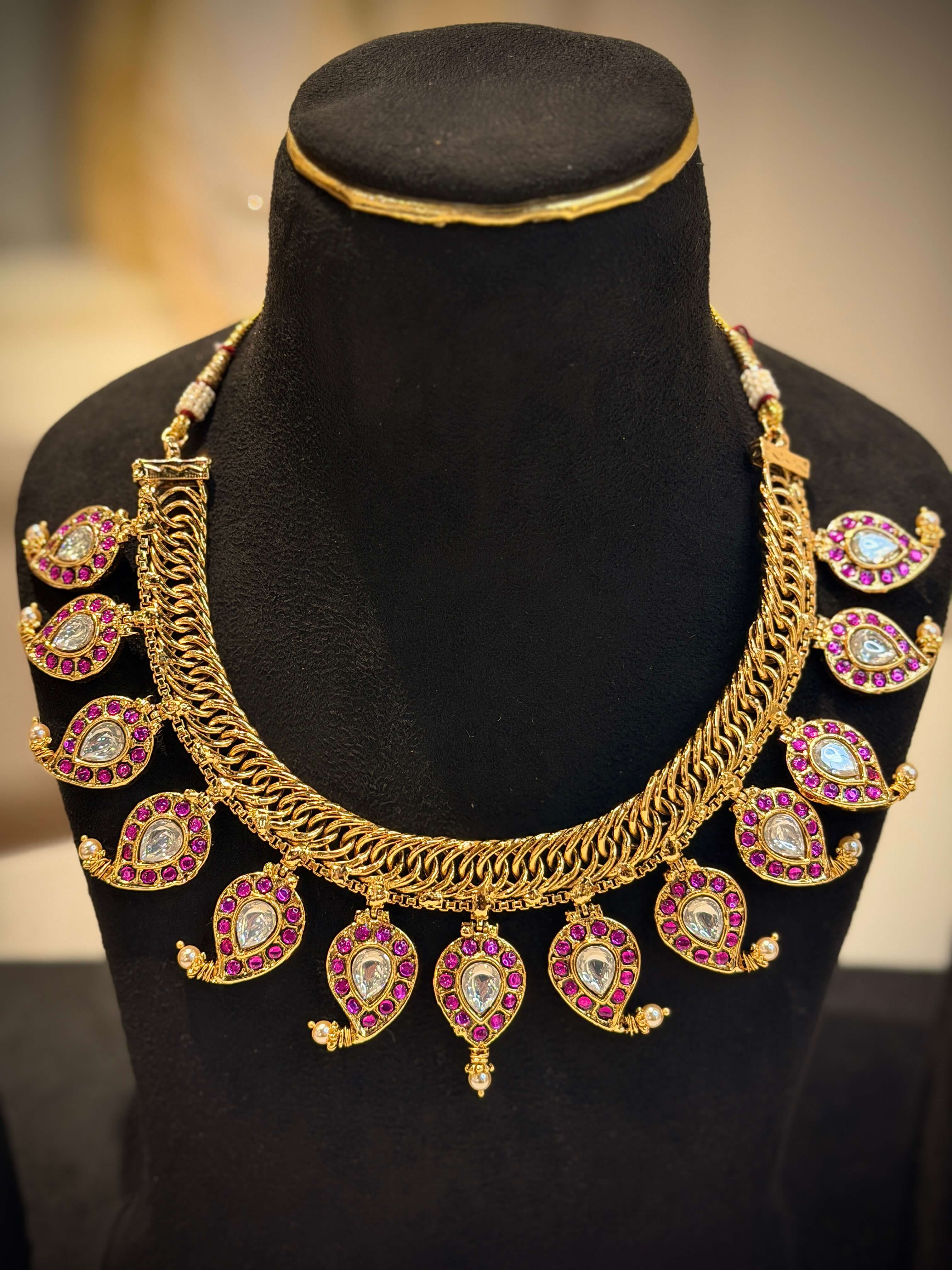 2 in 1 Reversible Jadau Mango Mala Necklace Set
