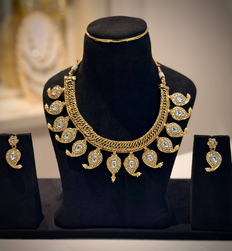 2 in 1 Reversible Jadau Mango Mala Necklace Set