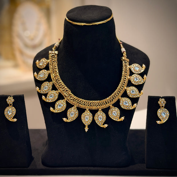 2 in 1 Reversible Jadau Mango Mala Necklace Set