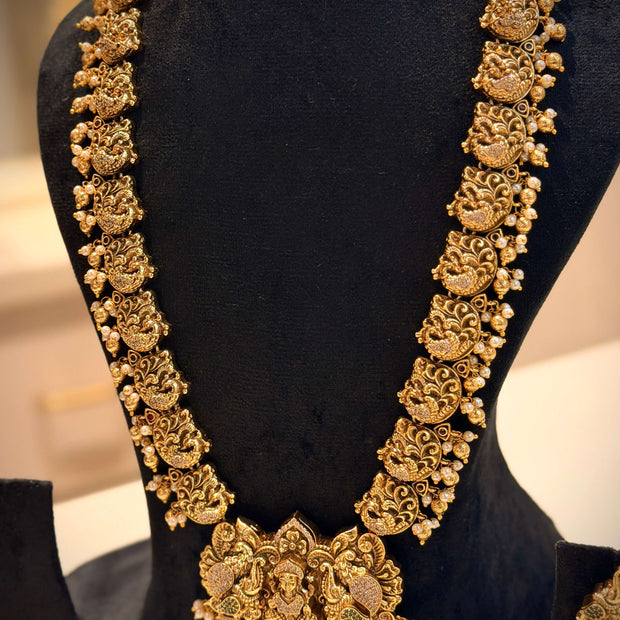 Heritage Gold Lakshmi Long Necklace Set