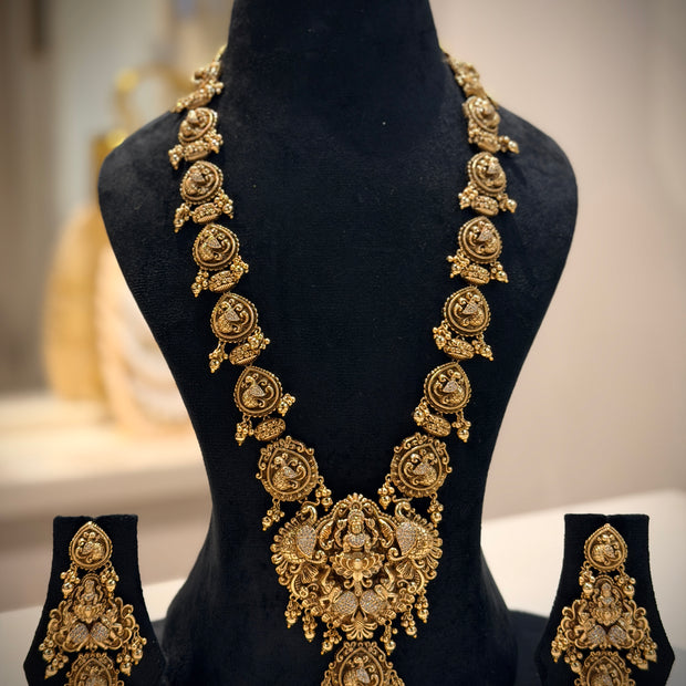 Goddess Lakshmi Pendant Long Necklace Set